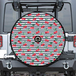 Cherry Striped Pattern Print Tire Cover With Camera Hole