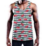 Cherry Striped Pattern Print Training Tank Top
