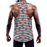 Cherry Striped Pattern Print Training Tank Top