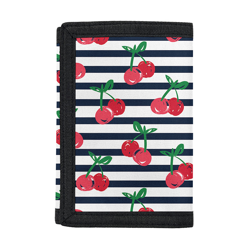 Cherry Striped Pattern Print Trifold Wallet