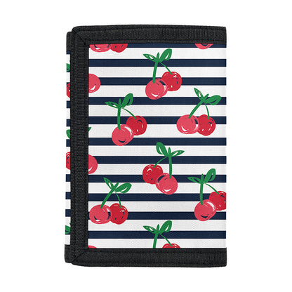 Cherry Striped Pattern Print Trifold Wallet