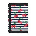 Cherry Striped Pattern Print Trifold Wallet