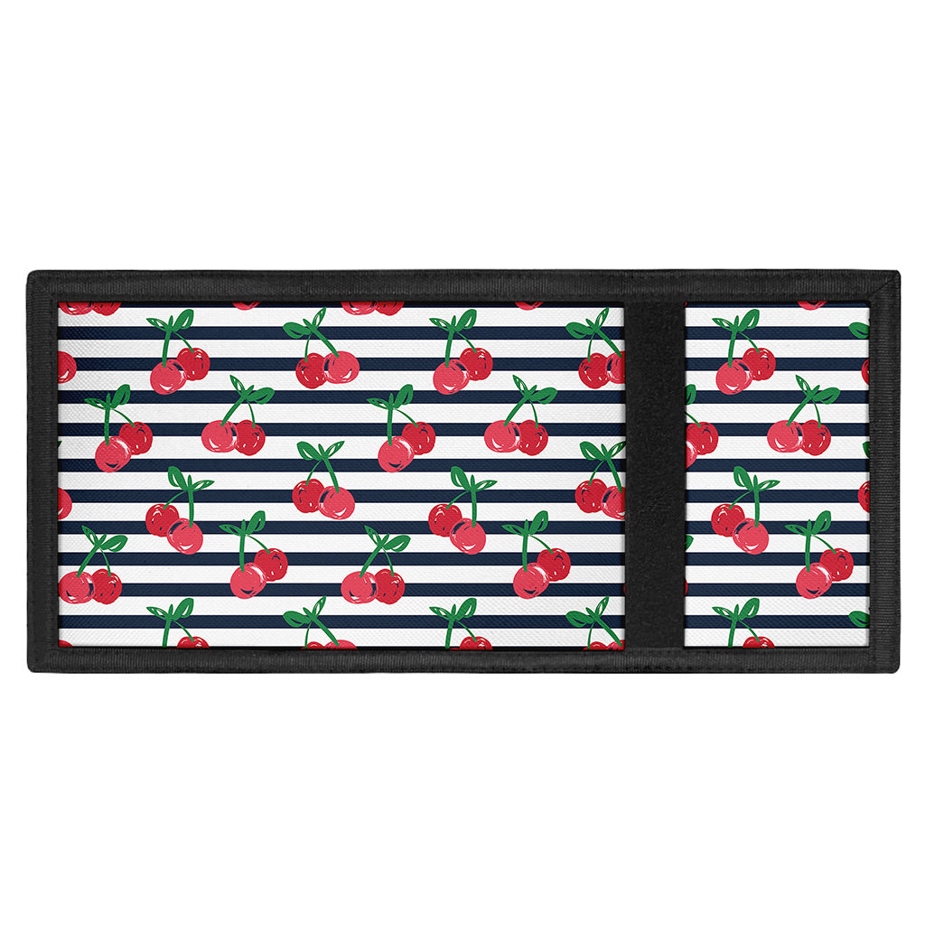 Cherry Striped Pattern Print Trifold Wallet