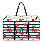 Cherry Striped Pattern Print Utility Tote Bag