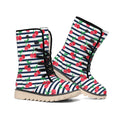 Cherry Striped Pattern Print Winter Boots