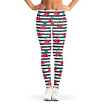 Cherry Striped Pattern Print Women's Leggings