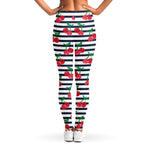 Cherry Striped Pattern Print Women's Leggings