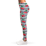 Cherry Striped Pattern Print Women's Leggings
