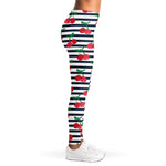 Cherry Striped Pattern Print Women's Leggings