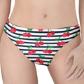 Cherry Striped Pattern Print Women's Thong