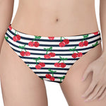 Cherry Striped Pattern Print Women's Thong