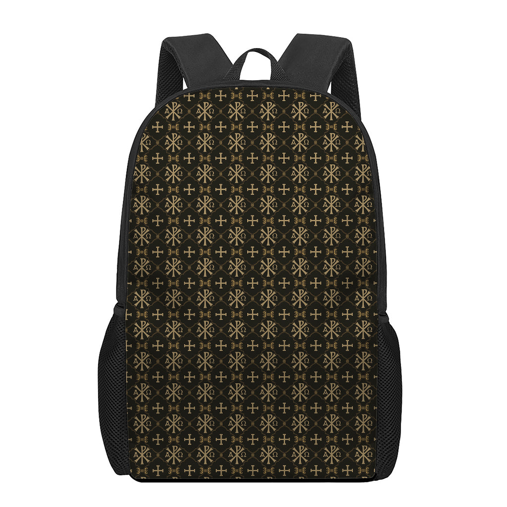 Chi Rho Orthodox Pattern Print 17 Inch Backpack