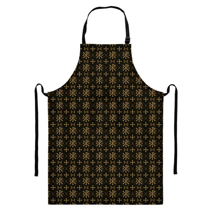 Chi Rho Orthodox Pattern Print Bib Apron With Pocket