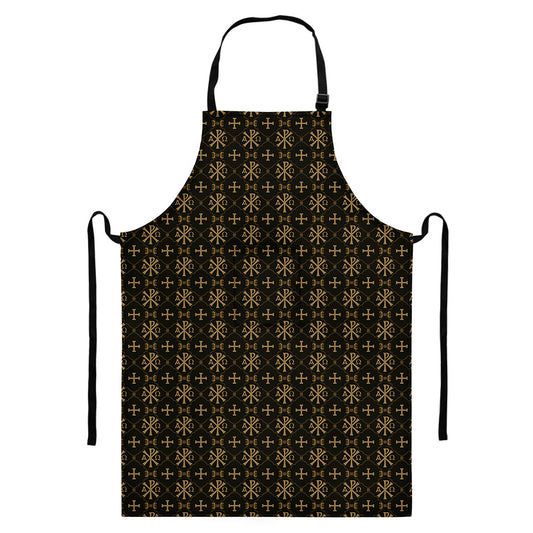 Chi Rho Orthodox Pattern Print Bib Apron With Pocket
