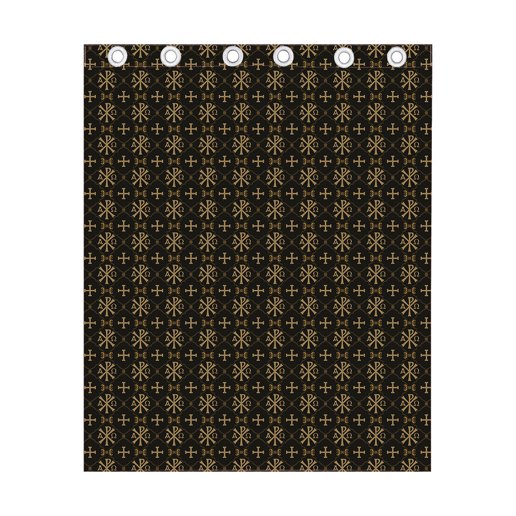 Chi Rho Orthodox Pattern Print Curtain