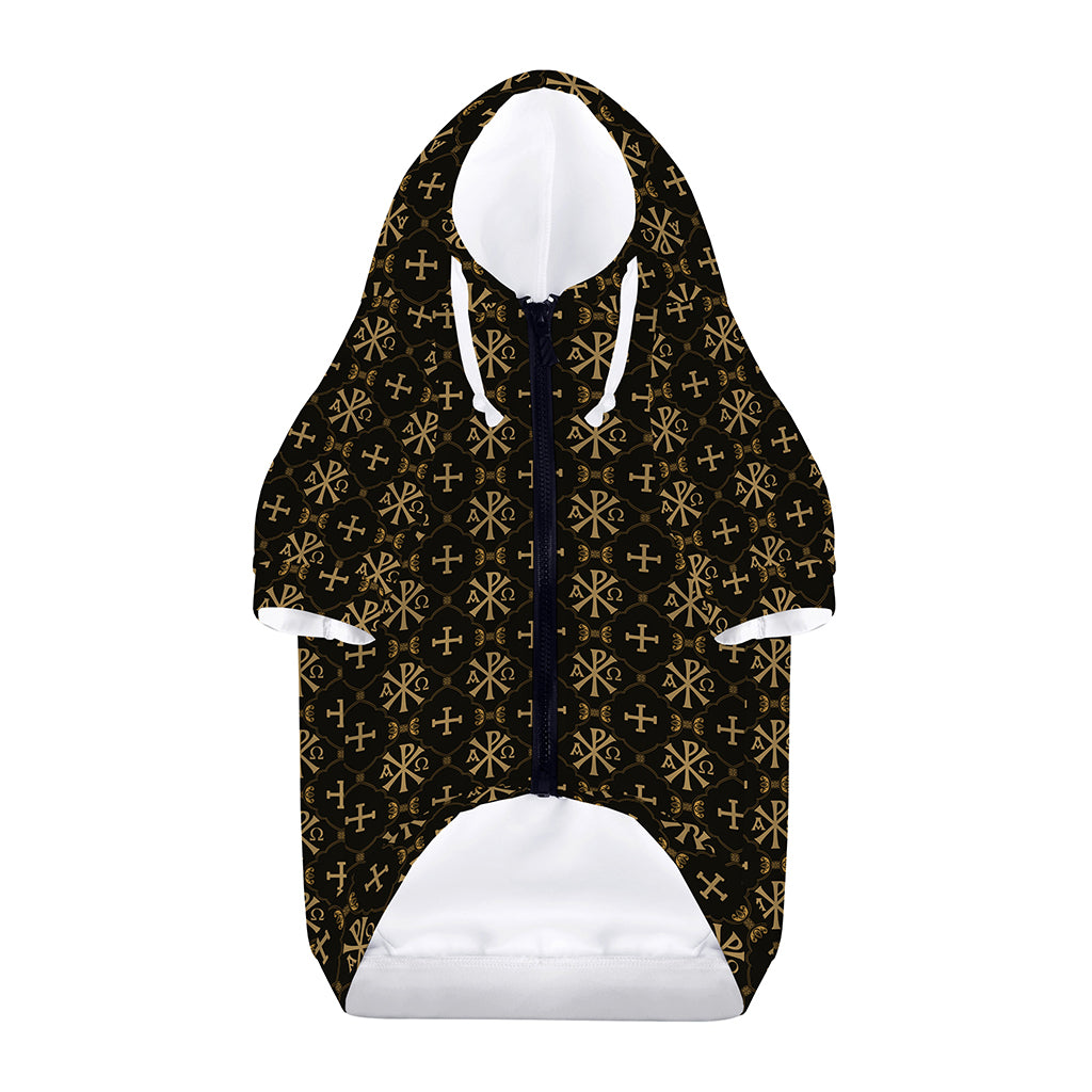 Chi Rho Orthodox Pattern Print Dog Zip Up Hoodie