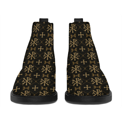 Chi Rho Orthodox Pattern Print Flat Ankle Boots
