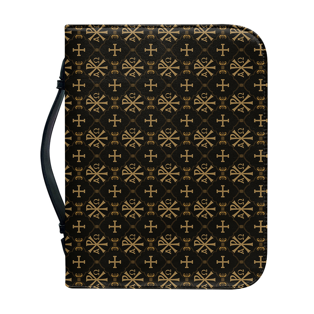 Chi Rho Orthodox Pattern Print Leather Bible Cover