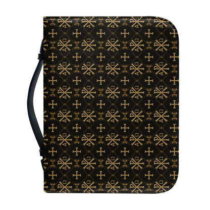 Chi Rho Orthodox Pattern Print Leather Bible Cover