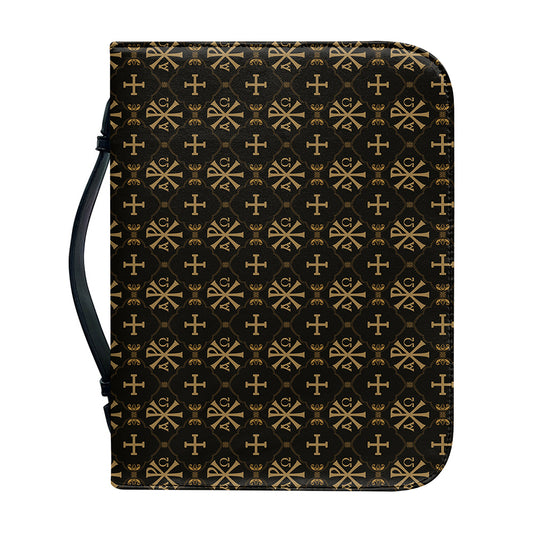 Chi Rho Orthodox Pattern Print Leather Bible Cover