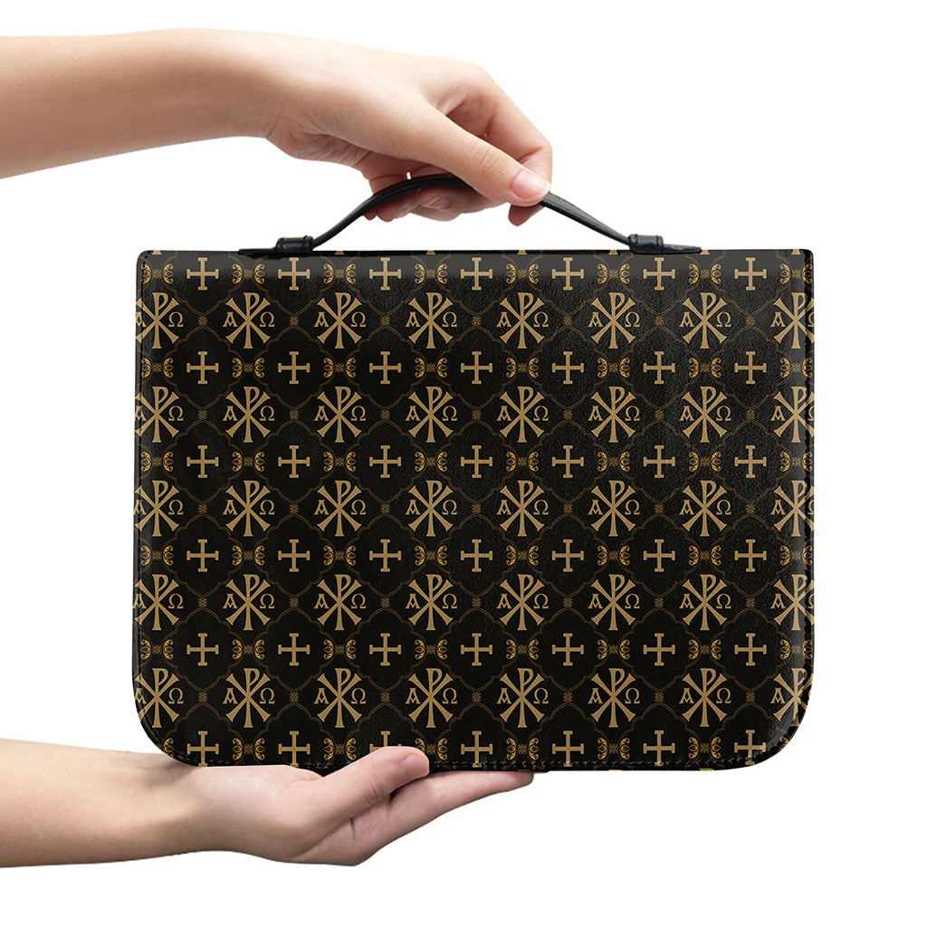 Chi Rho Orthodox Pattern Print Leather Bible Cover