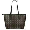 Chi Rho Orthodox Pattern Print Leather Tote Bag With Zipper