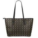 Chi Rho Orthodox Pattern Print Leather Tote Bag