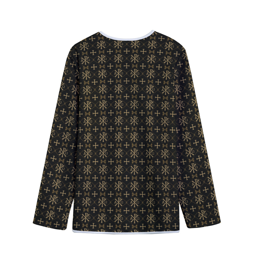 Chi Rho Orthodox Pattern Print Long Sleeve Short Coat