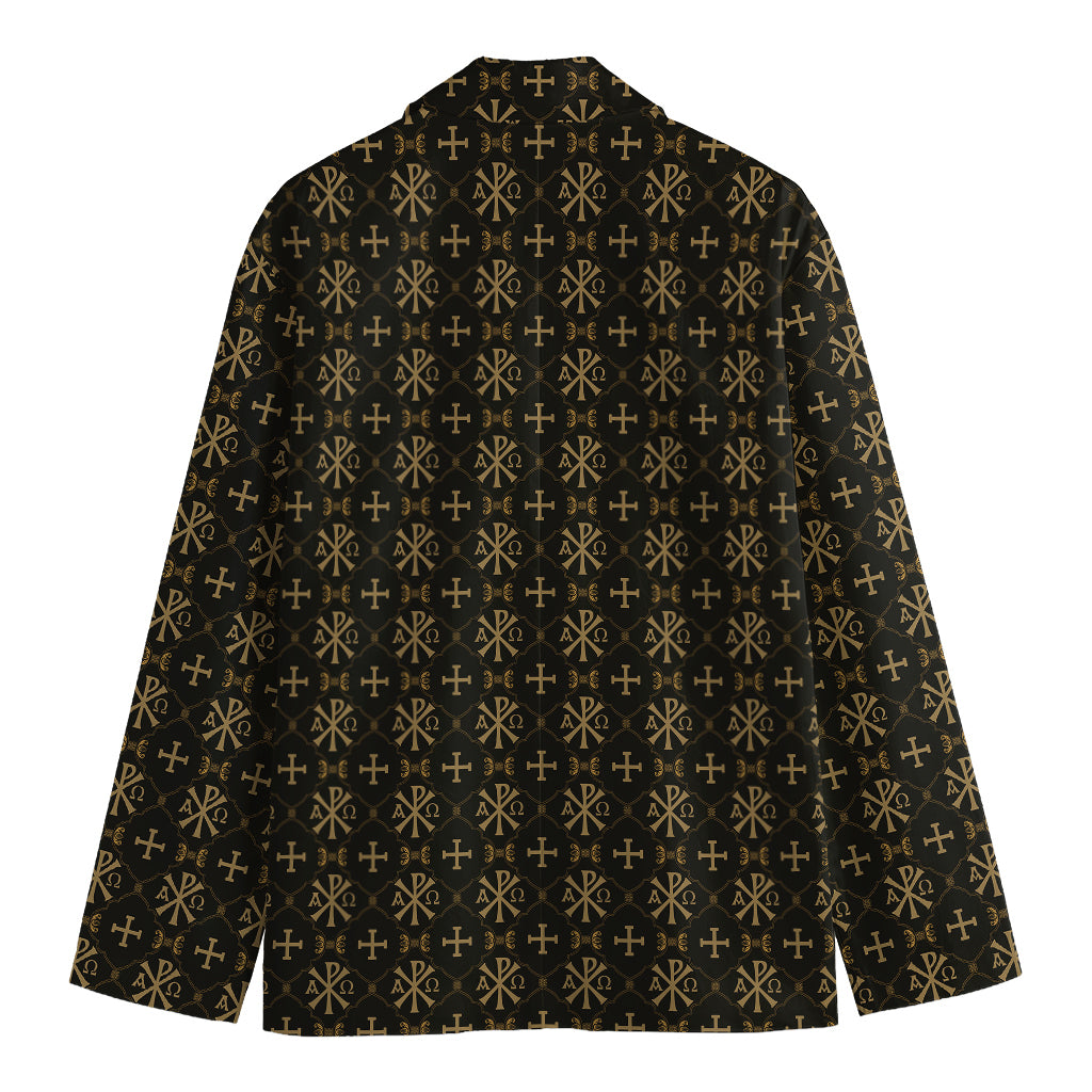 Chi Rho Orthodox Pattern Print Men's Cotton Blazer