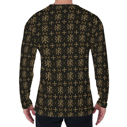 Chi Rho Orthodox Pattern Print Men's Long Sleeve T-Shirt