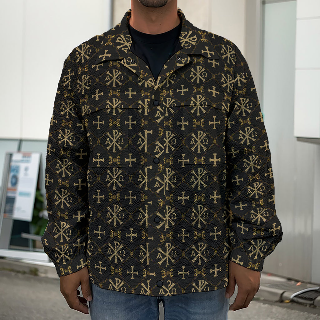 Chi Rho Orthodox Pattern Print Men's Shirt Jacket