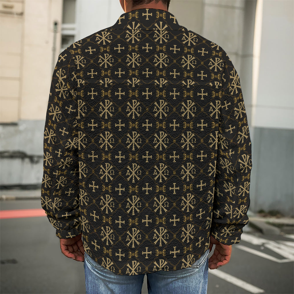 Chi Rho Orthodox Pattern Print Men's Shirt Jacket