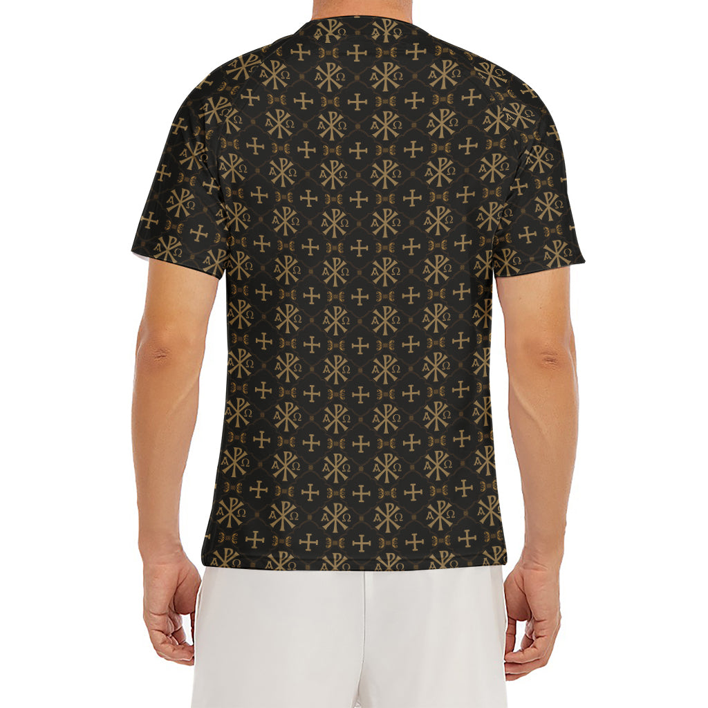 Chi Rho Orthodox Pattern Print Men's Short Sleeve Rash Guard