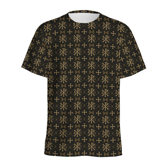 Chi Rho Orthodox Pattern Print Men's Sports T-Shirt