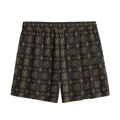 Chi Rho Orthodox Pattern Print Mesh Shorts