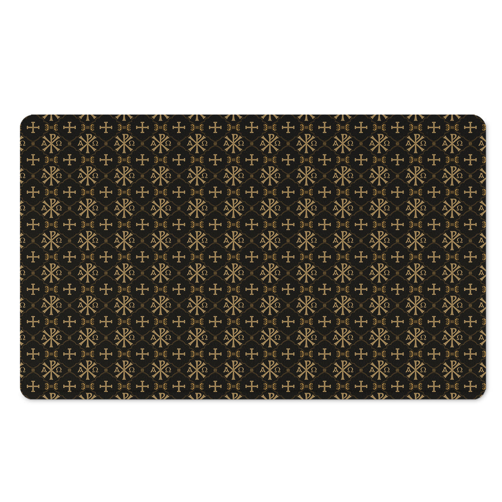 Chi Rho Orthodox Pattern Print Polyester Doormat