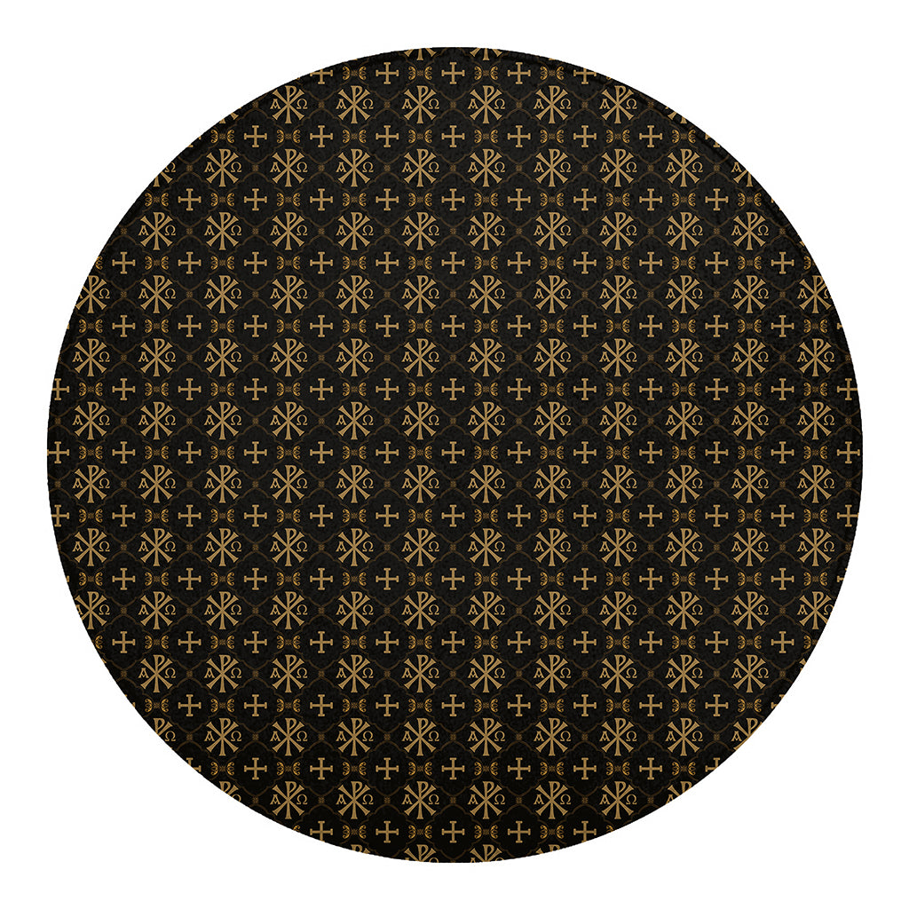 Chi Rho Orthodox Pattern Print Round Blanket