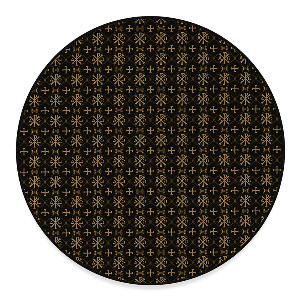 Chi Rho Orthodox Pattern Print Round Floor Mat