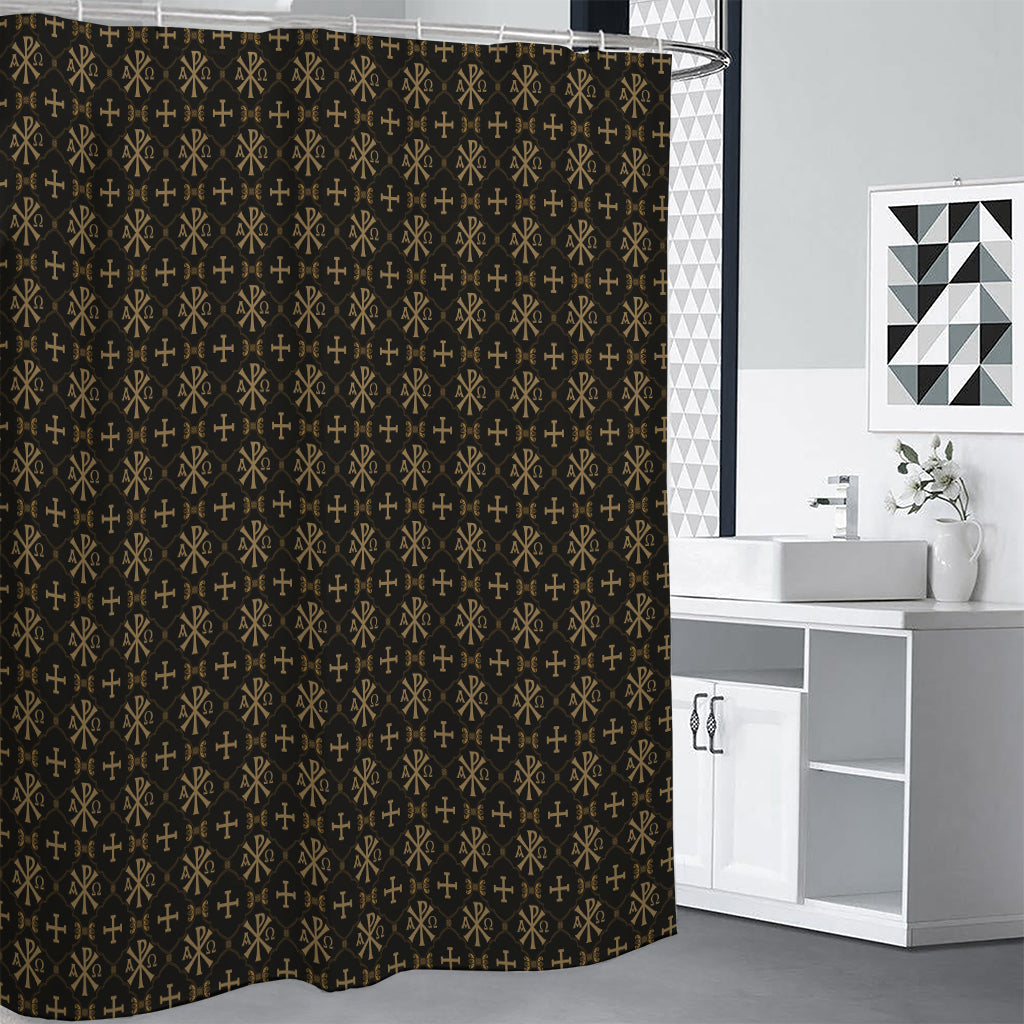 Chi Rho Orthodox Pattern Print Shower Curtain
