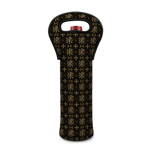 Chi Rho Orthodox Pattern Print Single Neoprene Wine Tote