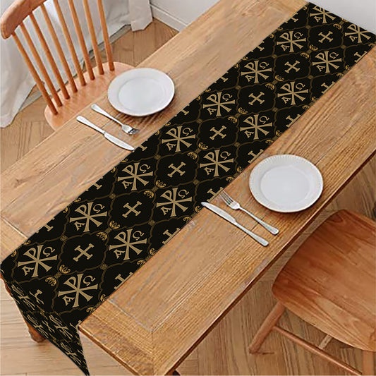 Chi Rho Orthodox Pattern Print Table Runner