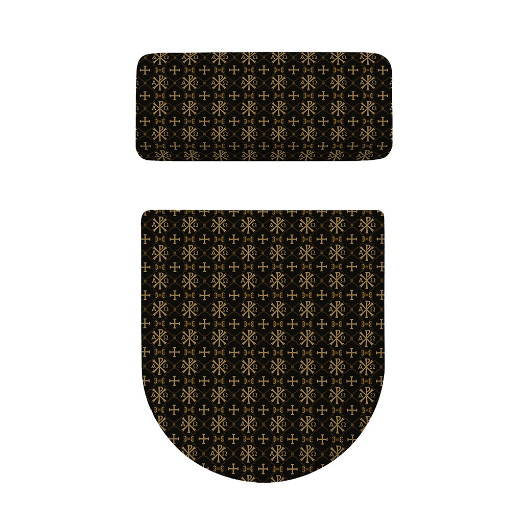 Chi Rho Orthodox Pattern Print Toilet Lid And Tank Cover Set