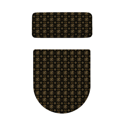 Chi Rho Orthodox Pattern Print Toilet Lid And Tank Cover Set
