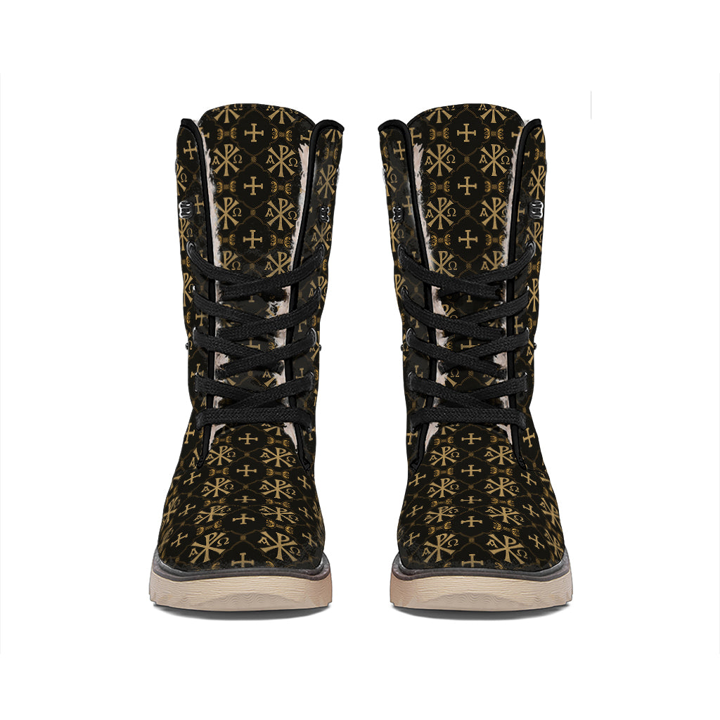 Chi Rho Orthodox Pattern Print Winter Boots