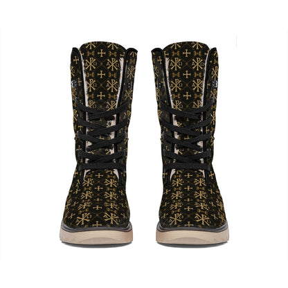 Chi Rho Orthodox Pattern Print Winter Boots