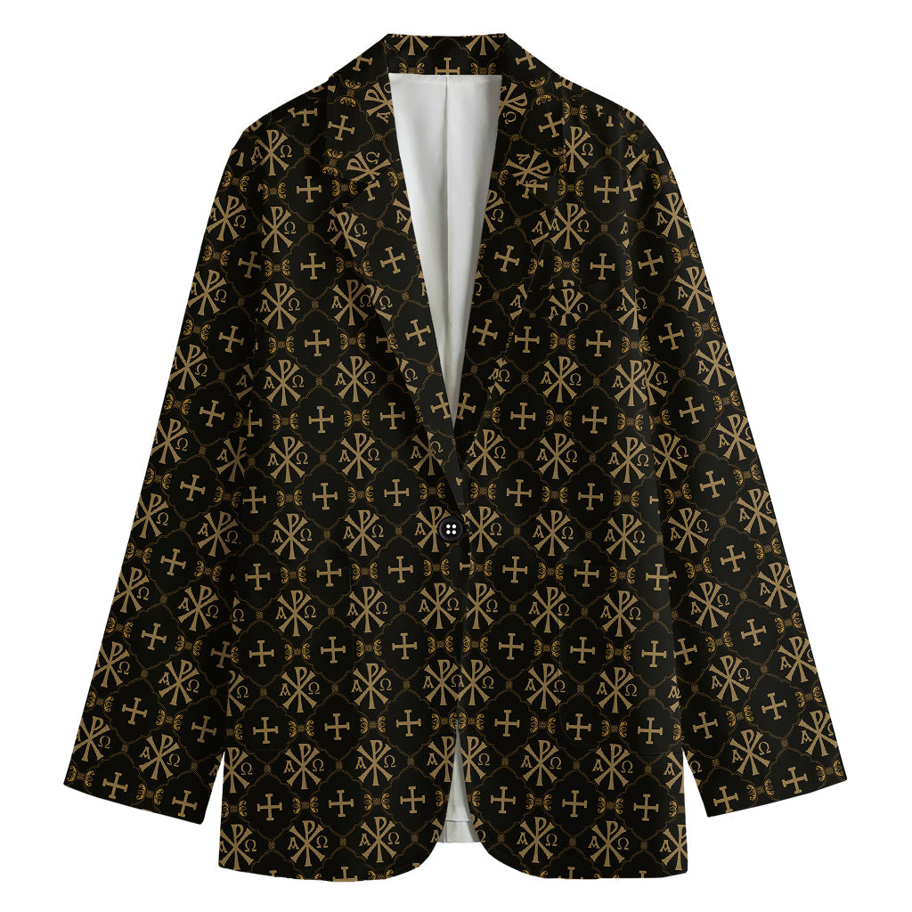 Chi Rho Orthodox Pattern Print Women's Cotton Blazer
