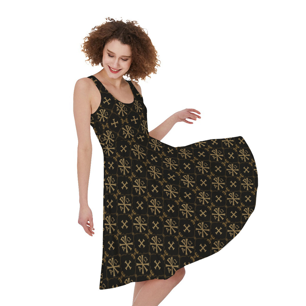 Chi Rho Orthodox Pattern Print Women's Sleeveless Dress