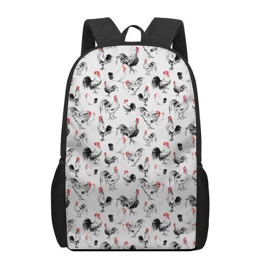 Chicken Ink Painting Pattern Print 17 Inch Backpack