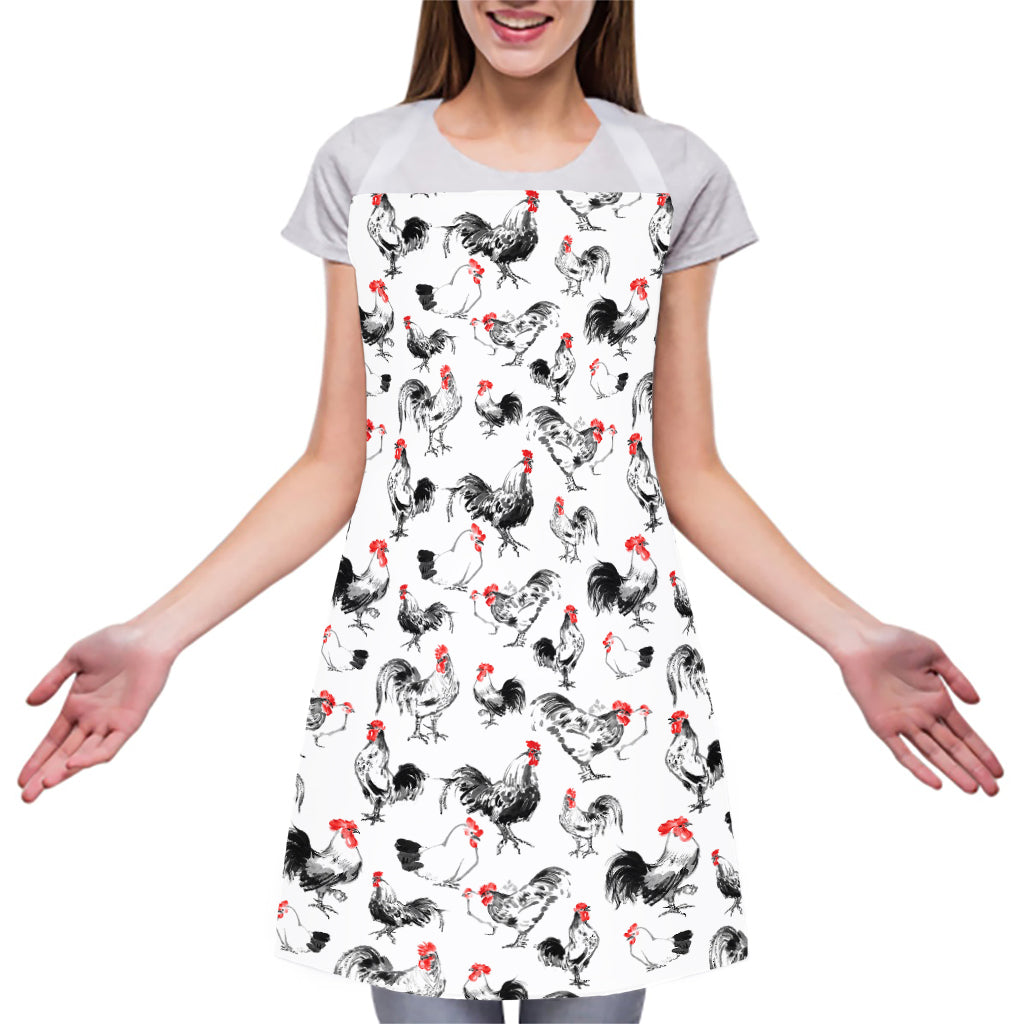 Chicken Ink Painting Pattern Print Adjustable Apron