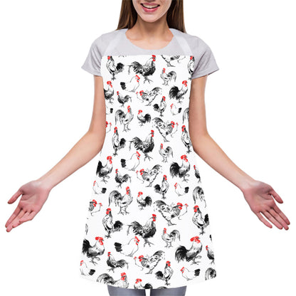 Chicken Ink Painting Pattern Print Adjustable Apron
